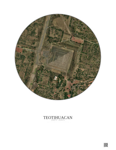 Teotihuacan Satellite View Poster 0.5km Color | Gravura – Light background