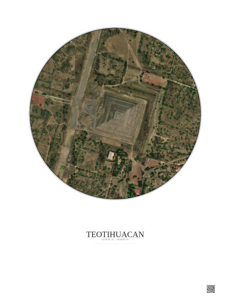 Teotihuacan Satellite View Poster 0.5km Color | Gravura – Light background