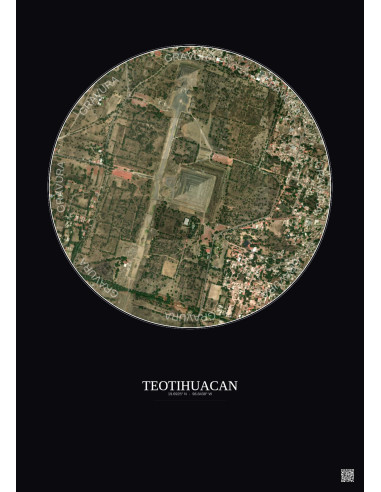 Teotihuacan Satellite View Poster 1km Color | Gravura – Dark background