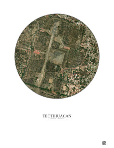 Affiche Teotihuacan – Poster vue satellite 1km Couleur | Gravura – Fond clair