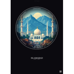 Affiche Islamabad – Poster illustration vintage – Islamabad | Gravura – Fond foncé