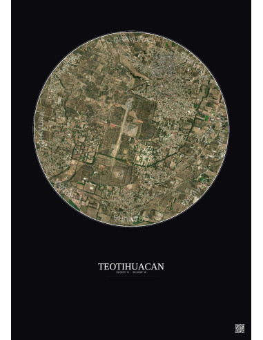 Teotihuacan Satellite View Poster 2.5km Color | Gravura – Dark background