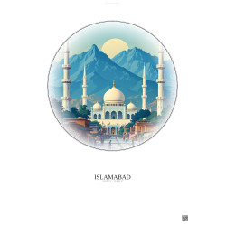 Affiche Islamabad – Poster illustration vintage – Islamabad | Gravura – Fond clair