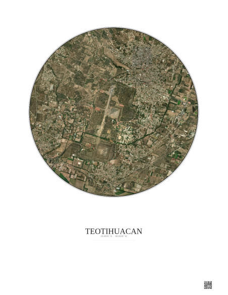 Teotihuacan Satellite View Poster 2.5km Color | Gravura – Light background
