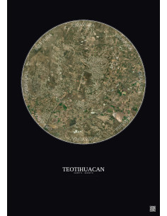 Teotihuacan Satellite View Poster 5km Color | Gravura – Dark background