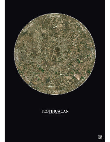 Teotihuacan Satellite View Poster 5km Color | Gravura – Dark background