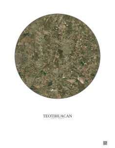 Affiche Teotihuacan – Poster vue satellite 5km Couleur | Gravura – Fond clair