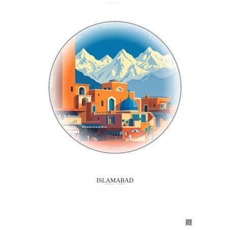 Affiche Islamabad – Poster illustration vintage – Lok Virsa Museum | Gravura – Fond clair