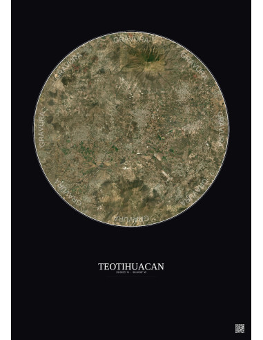 Teotihuacan Satellite View Poster 10km Color | Gravura – Dark background