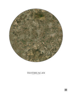 Teotihuacan Satellite View Poster 10km Color | Gravura – Light background