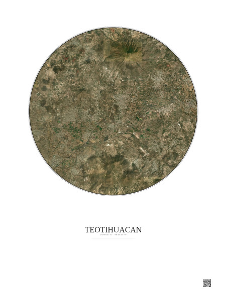 Teotihuacan Satellite View Poster 10km Color | Gravura – Light background