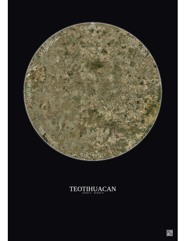 Teotihuacan Satellite View Poster 20km Color | Gravura – Dark background