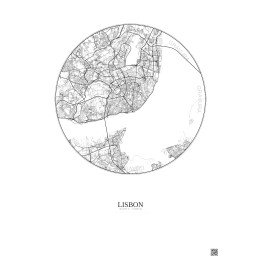 Lisbon City Map Poster 10km | Gravura – Light background