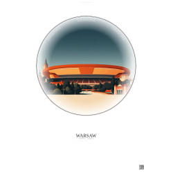 Affiche Warsaw – Poster illustration vintage – Kazimierz Gorski National Stadium | Gravura – Fond clair