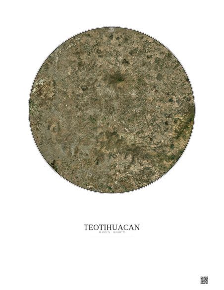 Teotihuacan Satellite View Poster 20km Color | Gravura – Light background