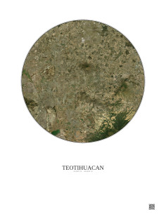 Affiche Teotihuacan – Poster vue satellite 30km Couleur | Gravura – Fond clair