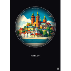 Affiche Warsaw – Poster illustration vintage – Warsaw | Gravura – Fond foncé