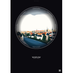 Affiche Warsaw – Poster illustration vintage – Warsaw Ghetto | Gravura – Fond foncé