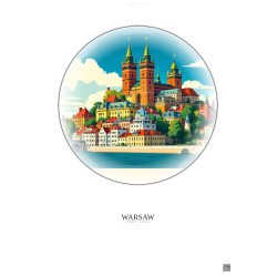 Affiche Warsaw – Poster illustration vintage – Warsaw | Gravura – Fond clair