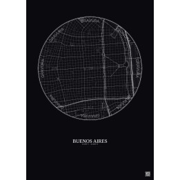 Affiche Buenos Aires – Poster carte de ville 2.5km | Gravura – Fond foncé
