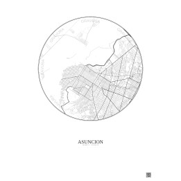 Asuncion City Map Poster 6km | Gravura – Light background