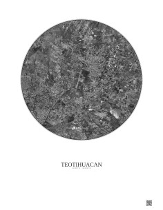 Teotihuacan Satellite View Poster 5km B&W | Gravura – Light background