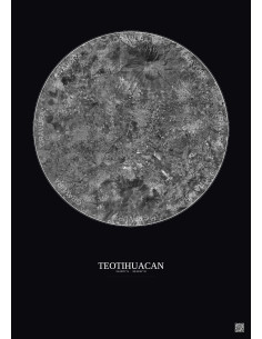 Teotihuacan Satellite View Poster 10km B&W | Gravura – Dark background