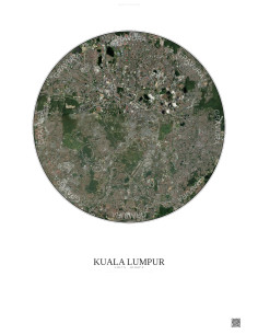 Affiche Kuala Lumpur – Poster vue satellite 10km Couleur | Gravura – Fond clair
