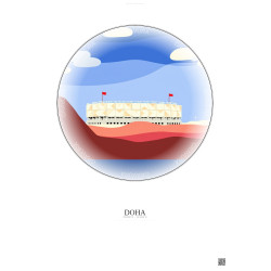 Affiche Doha – Poster illustration vintage – Stadium 974 | Gravura – Fond clair