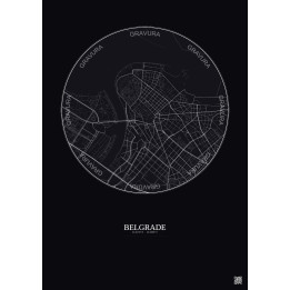 Belgrade City Map Poster 2.5km | Gravura – Dark background