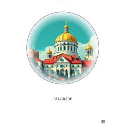 Affiche Belgrade – Poster illustration vintage – Church Of Saint Sava | Gravura – Fond clair