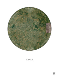 Affiche Abuja – Poster vue satellite 10km Couleur | Gravura – Fond clair