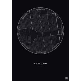 Affiche Khartoum – Poster carte de ville 2.5km | Gravura – Fond foncé