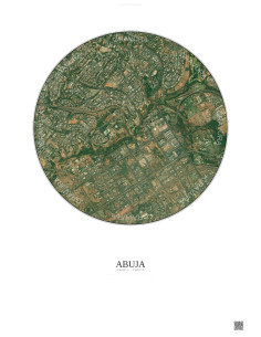Affiche Abuja – Poster vue satellite 2.5km Couleur | Gravura – Fond clair