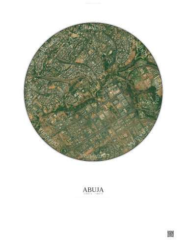 Abuja Satellite View Poster 2.5km Color | Gravura – Light background