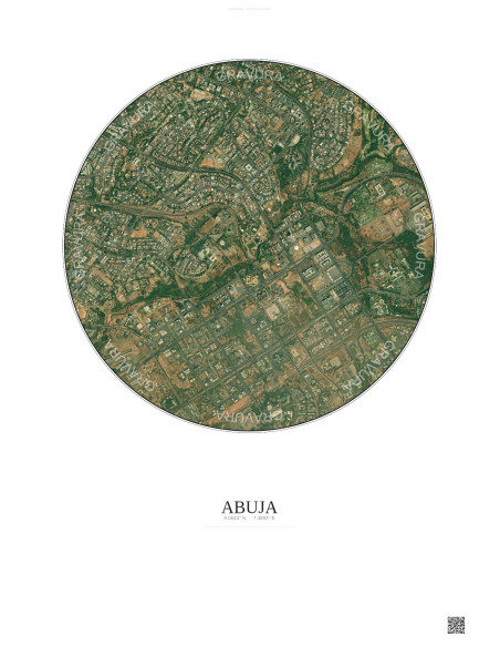 Abuja Satellite View Poster 2.5km Color | Gravura – Light background