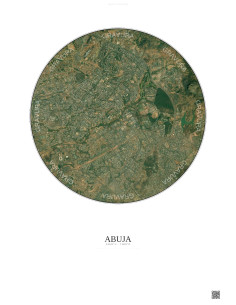 Affiche Abuja – Poster vue satellite 6km Couleur | Gravura – Fond clair
