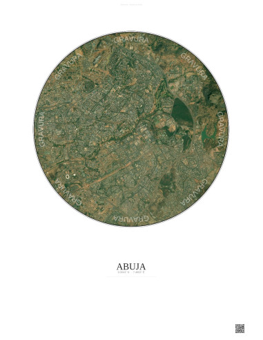 Affiche Abuja – Poster vue satellite 6km Couleur | Gravura – Fond clair