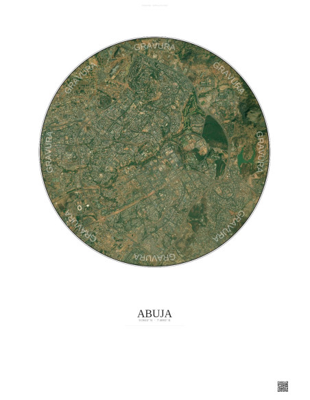 Affiche Abuja – Poster vue satellite 6km Couleur | Gravura – Fond clair