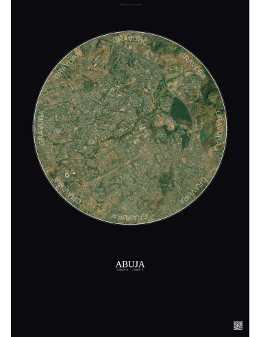 Abuja Satellite View Poster 6km Color | Gravura – Dark background