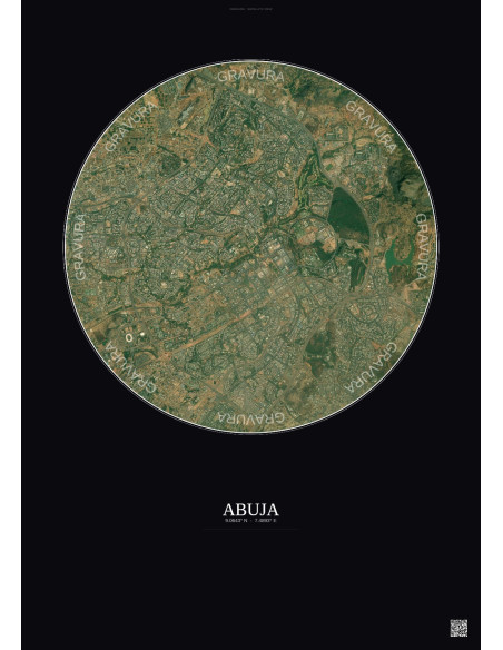 Abuja Satellite View Poster 6km Color | Gravura – Dark background