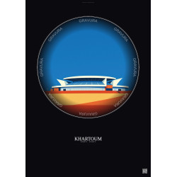 Affiche Khartoum – Poster illustration vintage – Khartoum Stadium | Gravura – Fond foncé