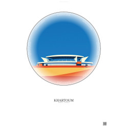 Affiche Khartoum – Poster illustration vintage – Khartoum Stadium | Gravura – Fond clair