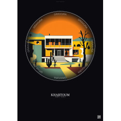 Affiche Khartoum – Poster illustration vintage – National Museum Of Sudan | Gravura – Fond foncé