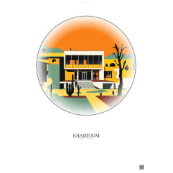 Affiche Khartoum – Poster illustration vintage – National Museum Of Sudan | Gravura – Fond clair