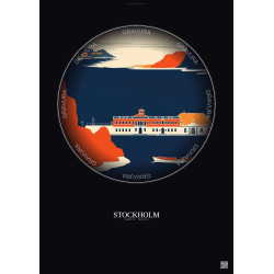 Affiche Stockholm – Poster illustration vintage – Nationalmuseum | Gravura – Fond foncé