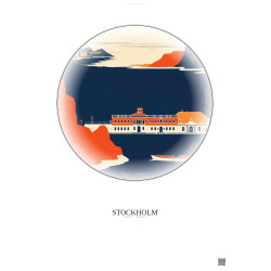 Affiche Stockholm – Poster illustration vintage – Nationalmuseum | Gravura – Fond clair