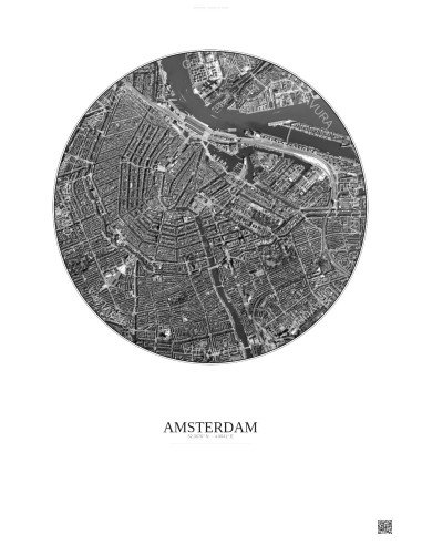 Amsterdam Satellite View Poster 2.5km B&W | Gravura – Light background