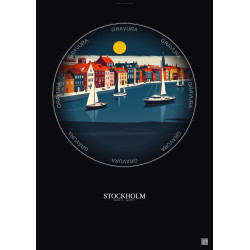 Affiche Stockholm – Poster illustration vintage – Stockholm | Gravura – Fond foncé