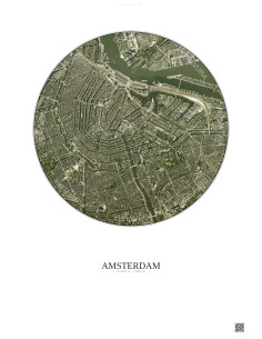 Affiche Amsterdam – Poster vue satellite 2.5km Couleur | Gravura – Fond clair